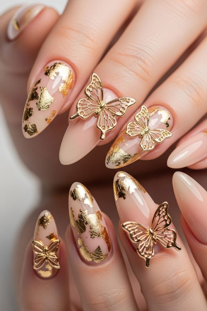 a girl showing her hand of fall nail design